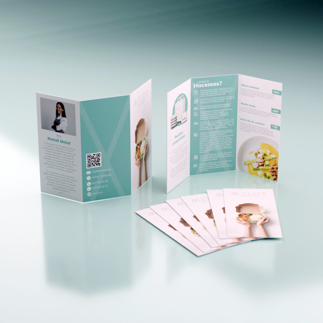 Melot – Tríptico A4 – Mockup